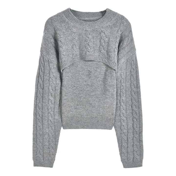 Tressé Pull Mapila Laine et Cachemire | Gris