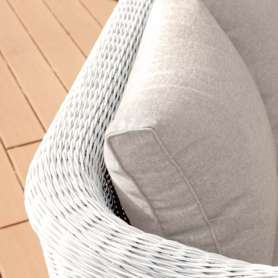 Canapé de jardin en résine tressée 2 places Calvi Blanc et taupe