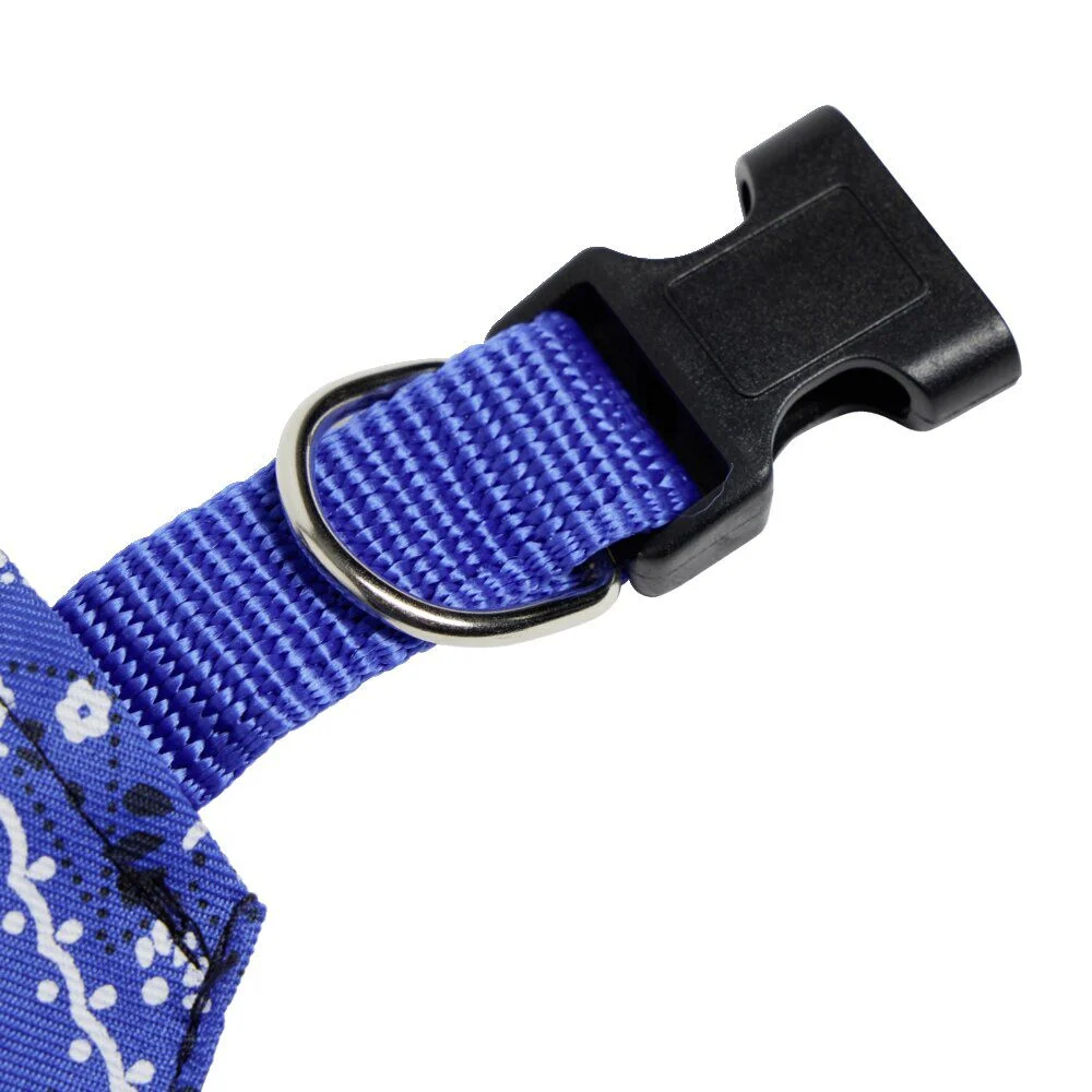 Collier bandana pour chien taille L polyester bleu