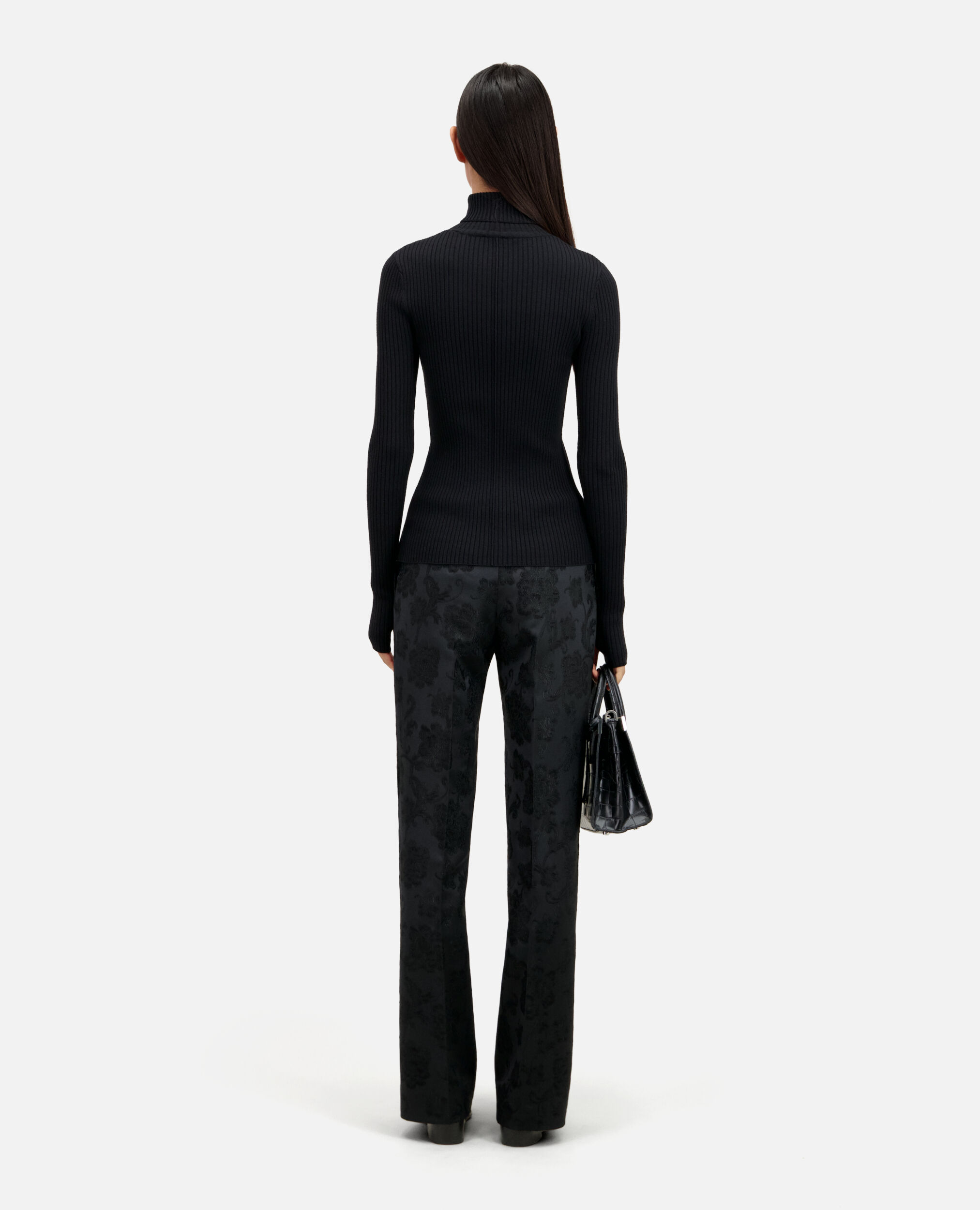 Black ribbed fine knit sweater