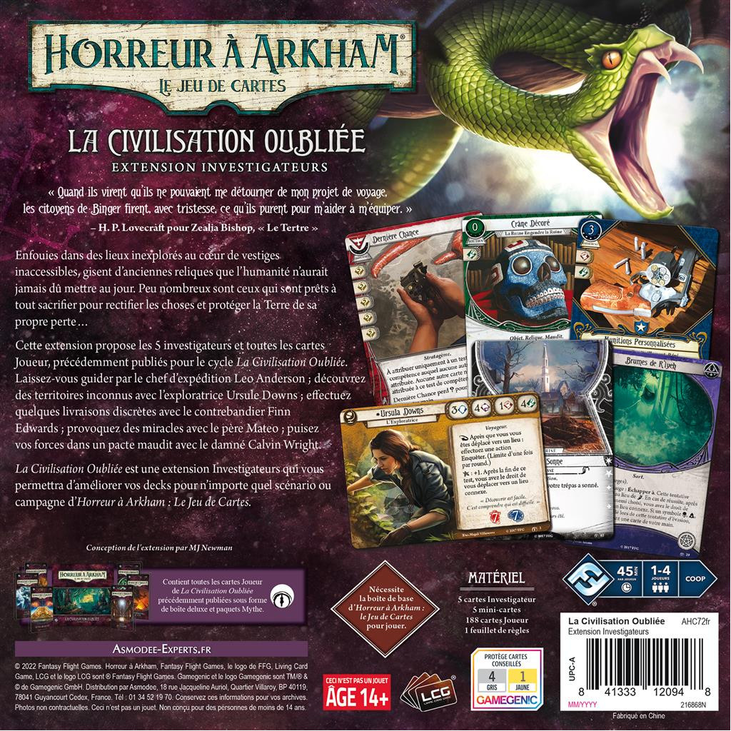 Horreur à Arkham : Le Jeu de Cartes - Civilisation Oubliée (Investigateurs)