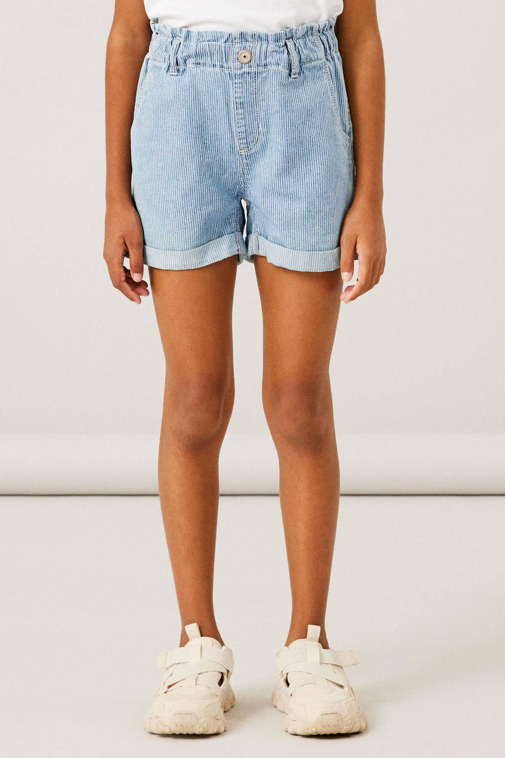 NAME IT gestreepte regular fit short NKFBELLA medium blue denim