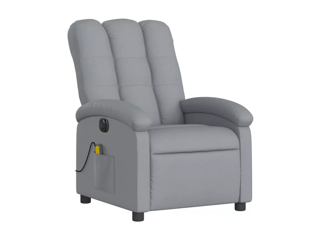 Fauteuil massant inclinable électrique gris clair tissu