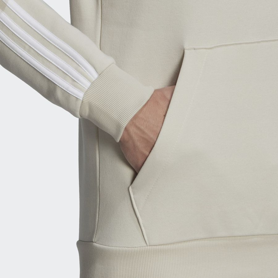 adidas Sweat à Capuche Essentials Fleece 3-Stripes - Beige/Blanc