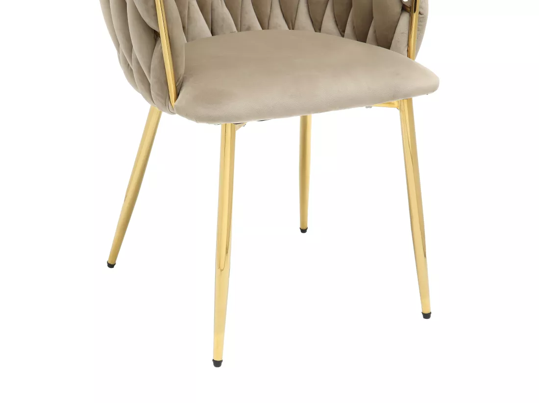 Lot de 2 chaises en velours et métal doré - Beige - ELEGANO