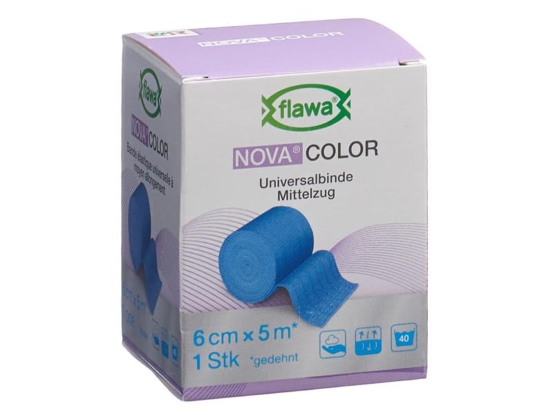 FLAWA Nova Color Idealbinde blau 6 cm x 5 m Verband zur Fixierung