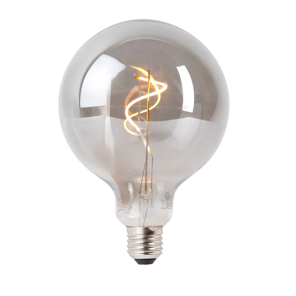 Set van 5 E27 dimbare LED lampen smoke G125 4W 130 lm 1900K