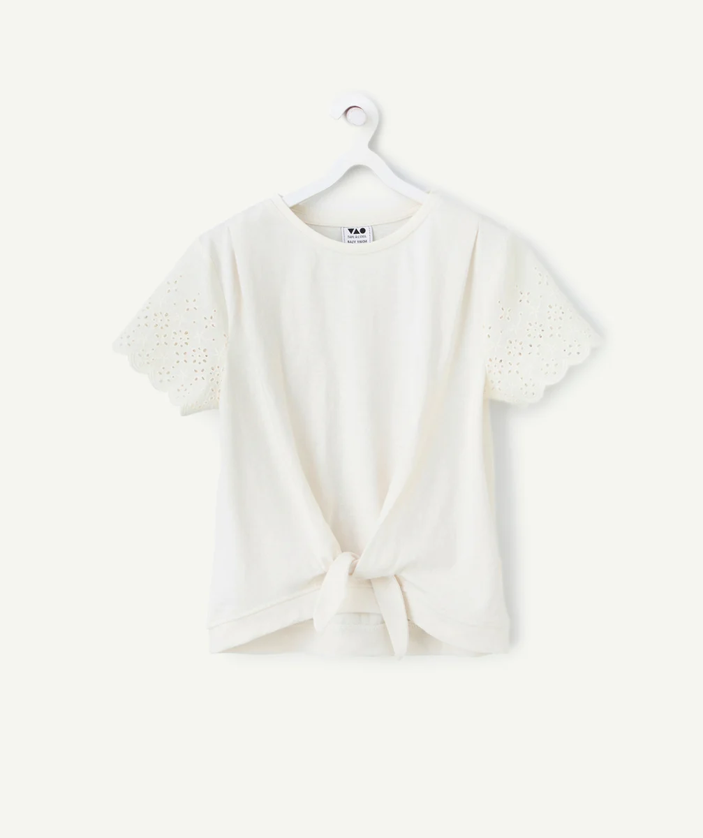 t-shirt manches courtes fille en coton bio blanc