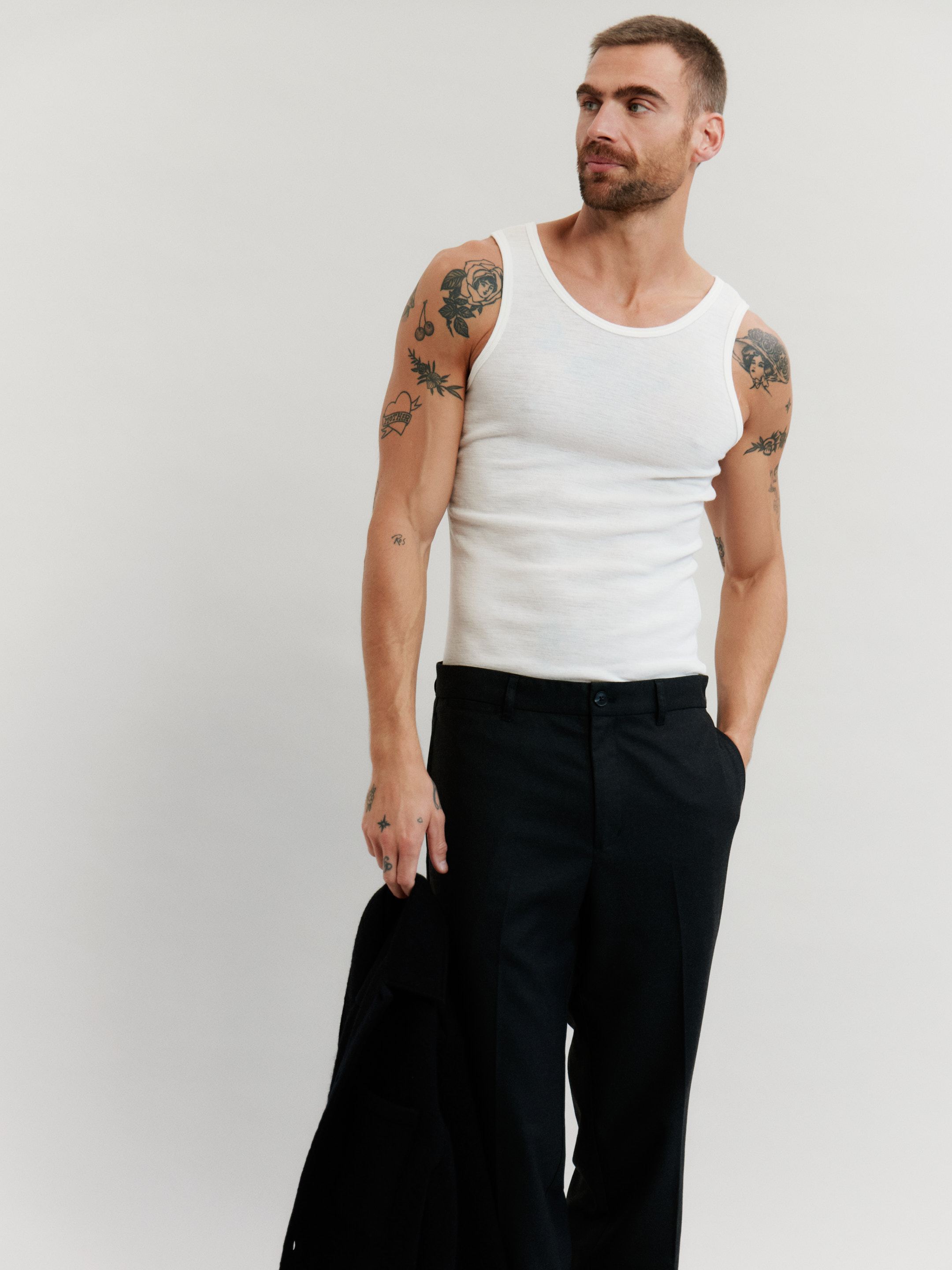 Tanktop van merinowol voor heren in Zwart