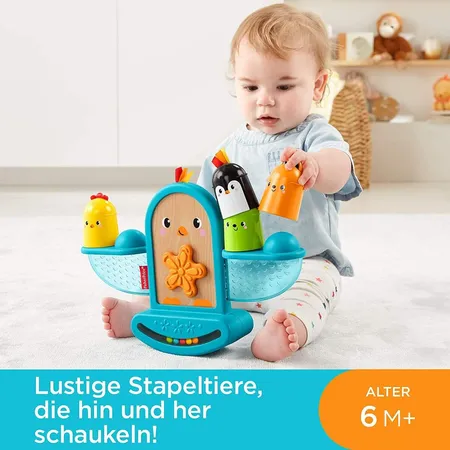 Fisher-Price Stapel & Schaukel Vögelchen, Baby-Spielzeug, Stapelspielzeug