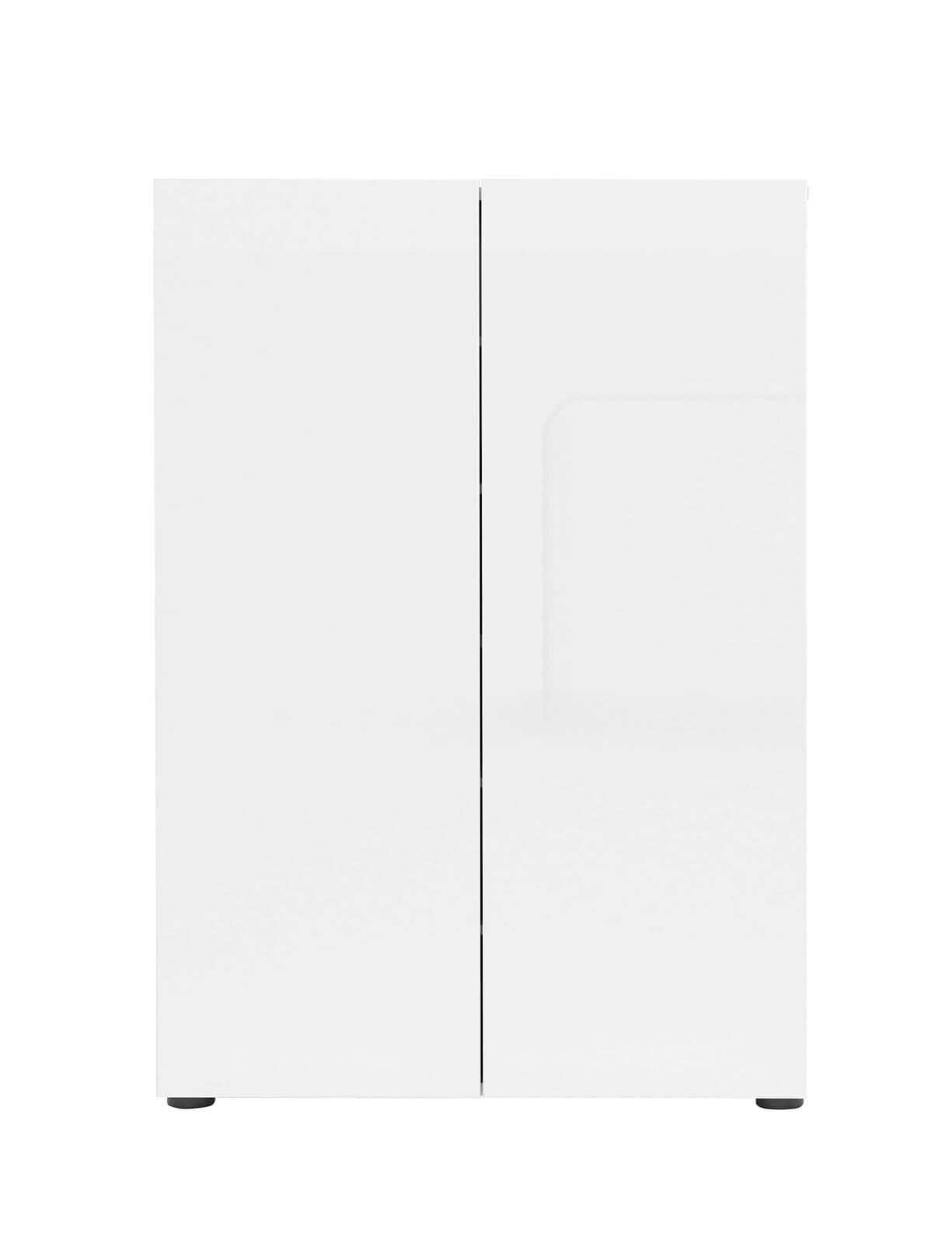 Schuhschrank VERONA 80 x 115 cm Weiß Lack Dekor