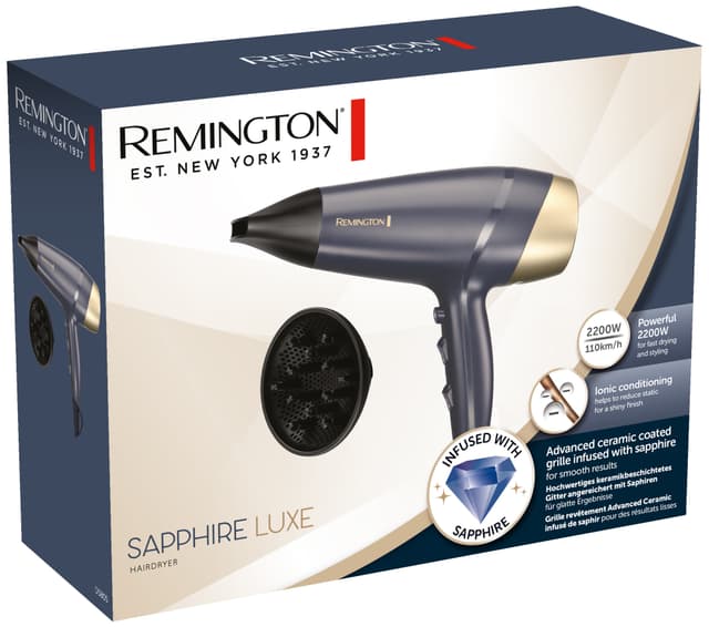 Remington Sapphire Luksus hårtørrer D5805 (blå og guld)