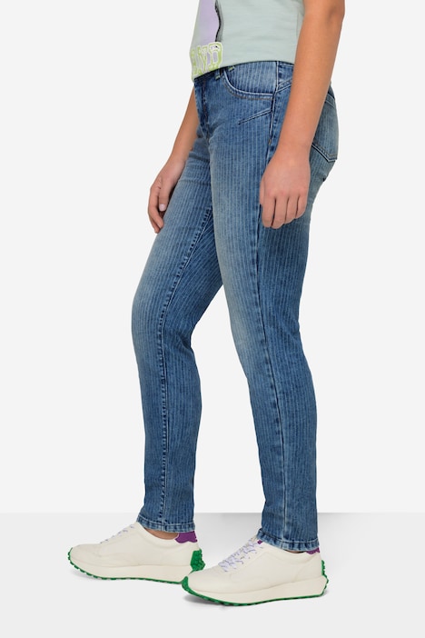 Slimjeans, Streifen, 5-Pocket, mit recyceltem Polyester