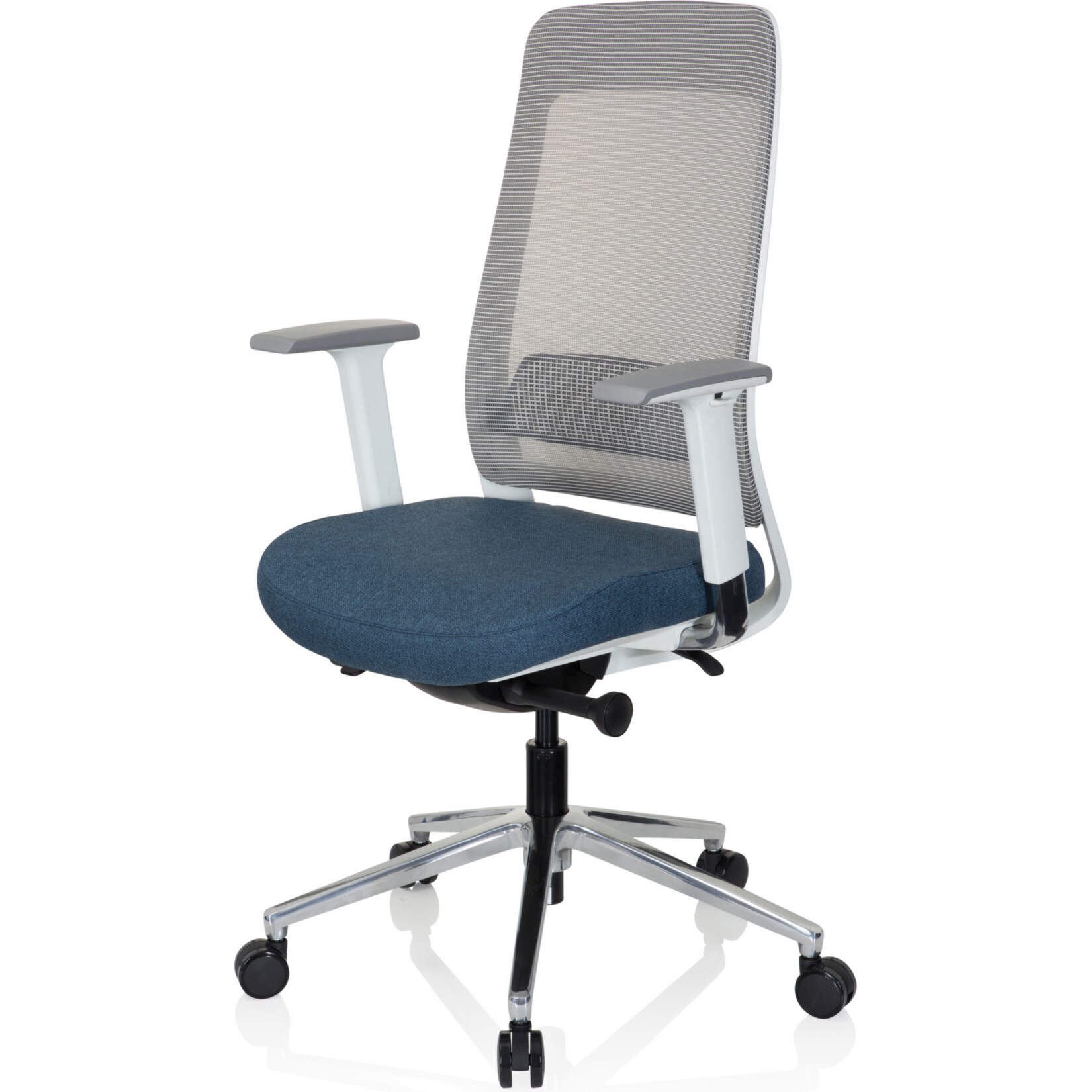 Profi Bürostuhl CHIARO T2 WHITE Stoff/Netzstoff mit Armlehnen (höhenverstellbar) hjh OFFICE