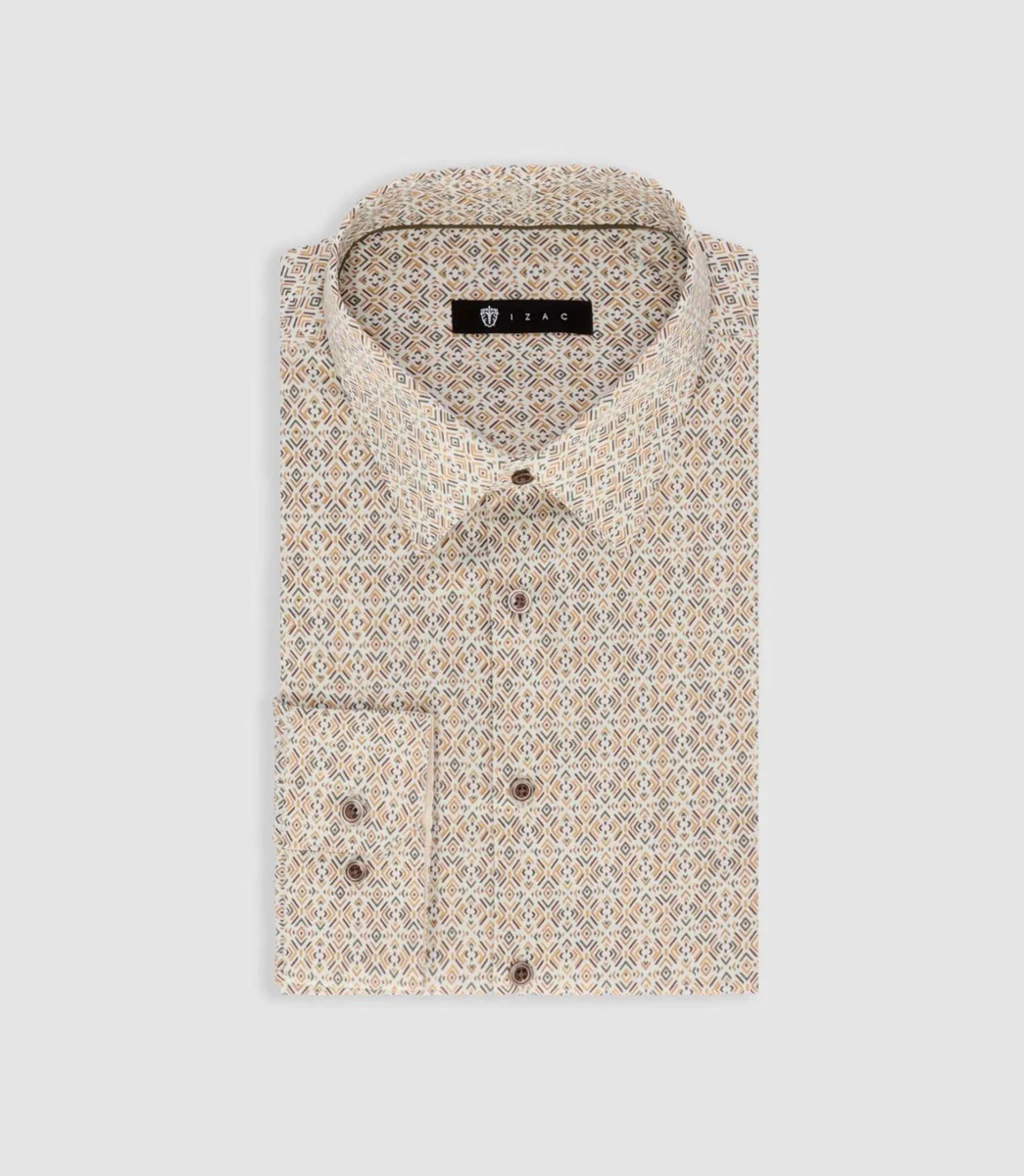 Chemise à imprimé géométrique beige PACCO