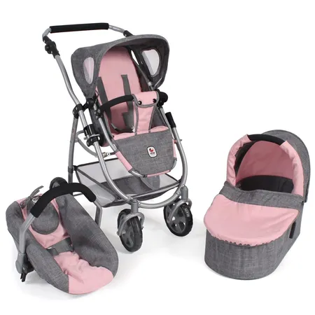 Bayer Chic 2000 3 in 1 Kombi EMOTION ALL IN, Melange grau-rosa
