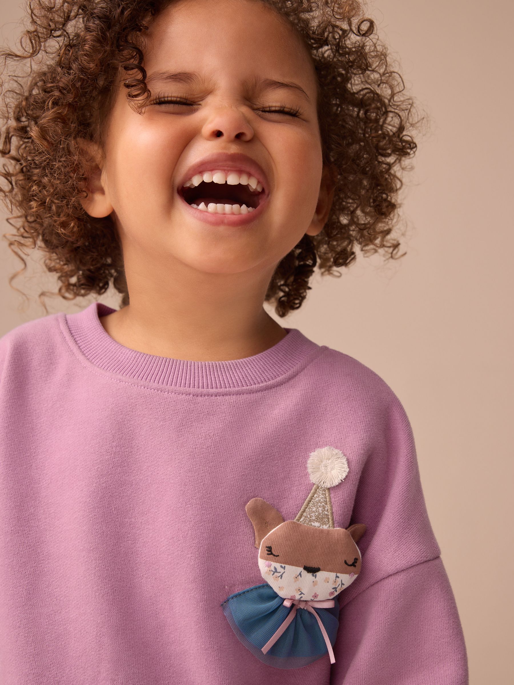 Paars met vos - Feestjurk van sweaterstof (3 mnd-7 jr)