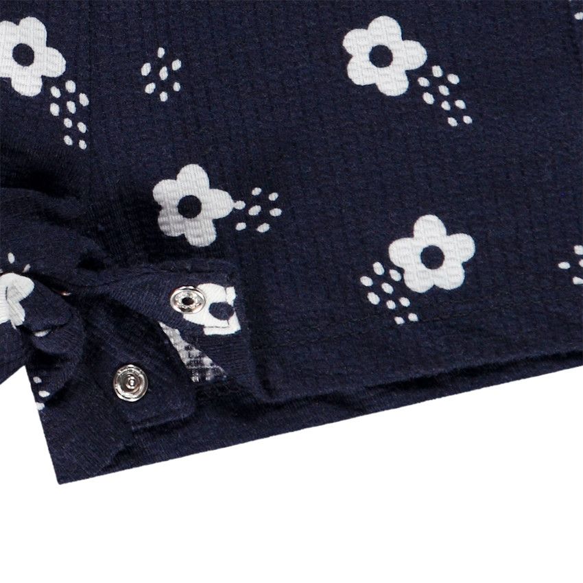 Combishort en jersey froissé imprimé fleuri pour bébé fille - Bleu marine