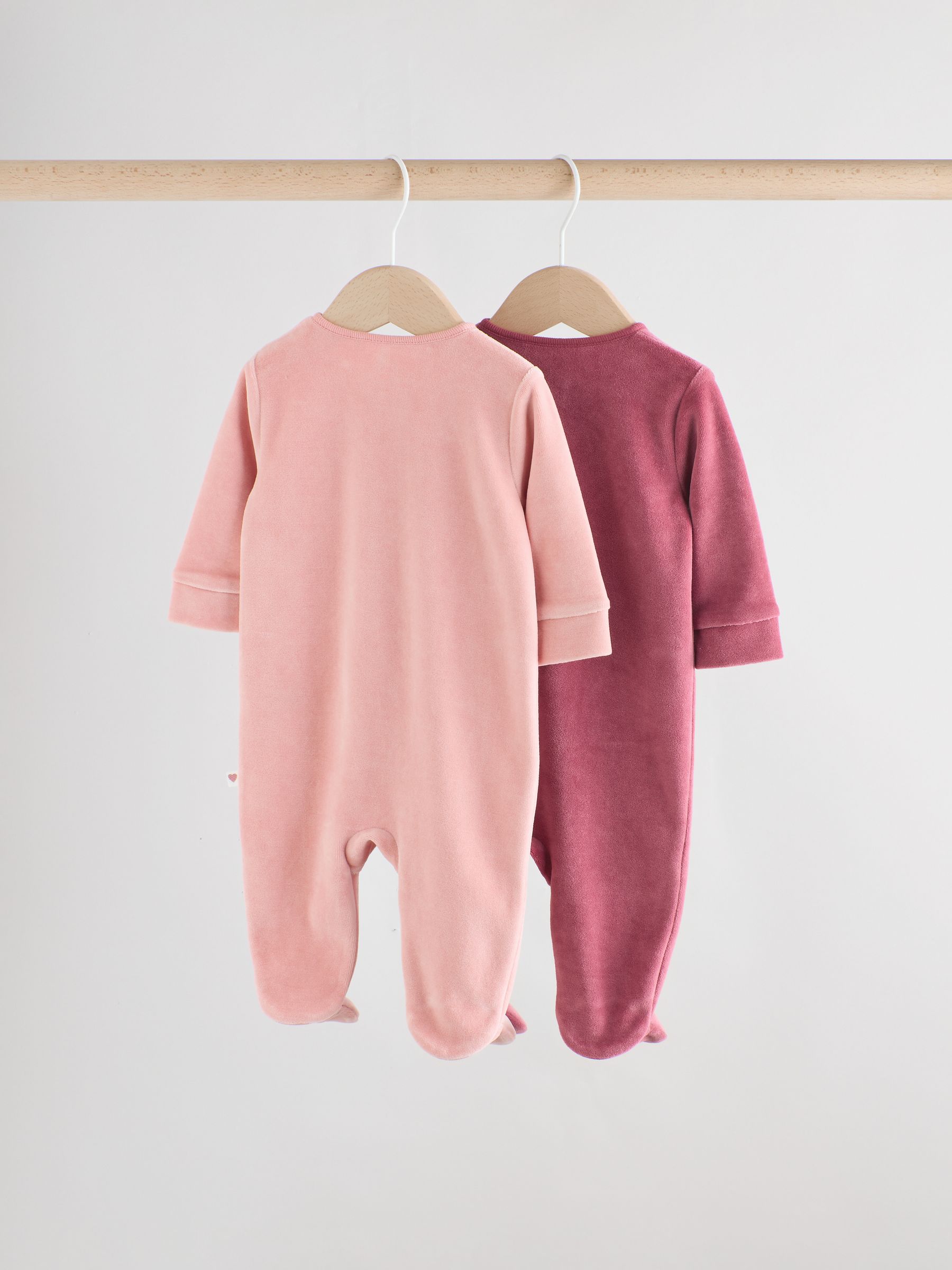 Roze - Velour Baby Sleepsuits 2 Pack (0mths-2yrs)