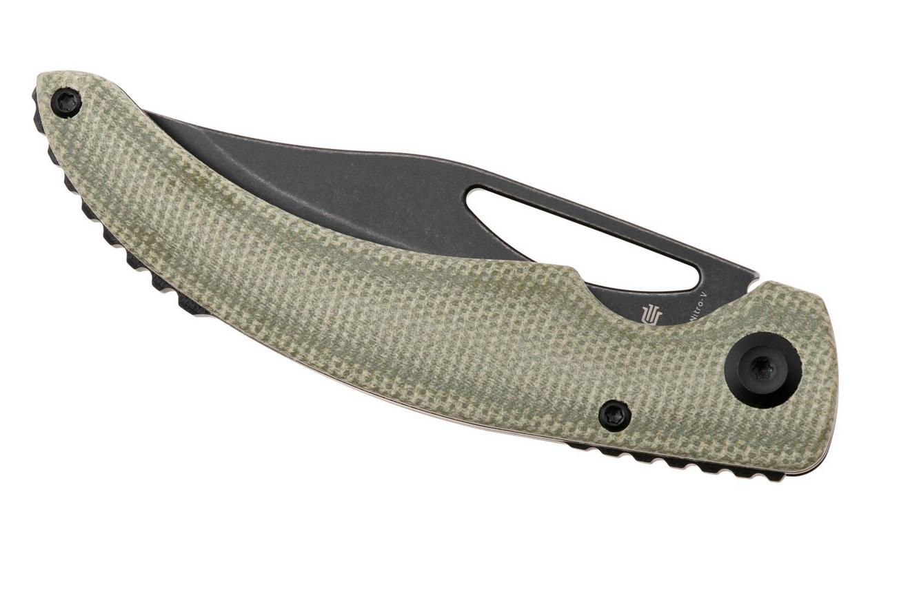 Tenable Knives Gideon T1119A6 Blackwashed Nitro-V, Green Micarta, zakmes, Dead Sober design