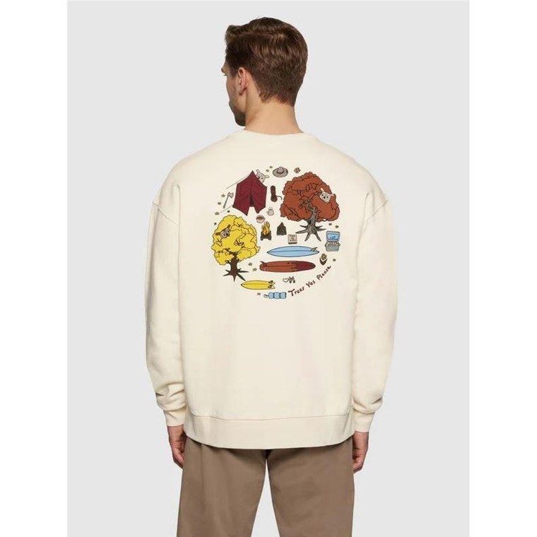 KnowledgeCotton Apparel Loose Fit Sweat Camp Print Egret
