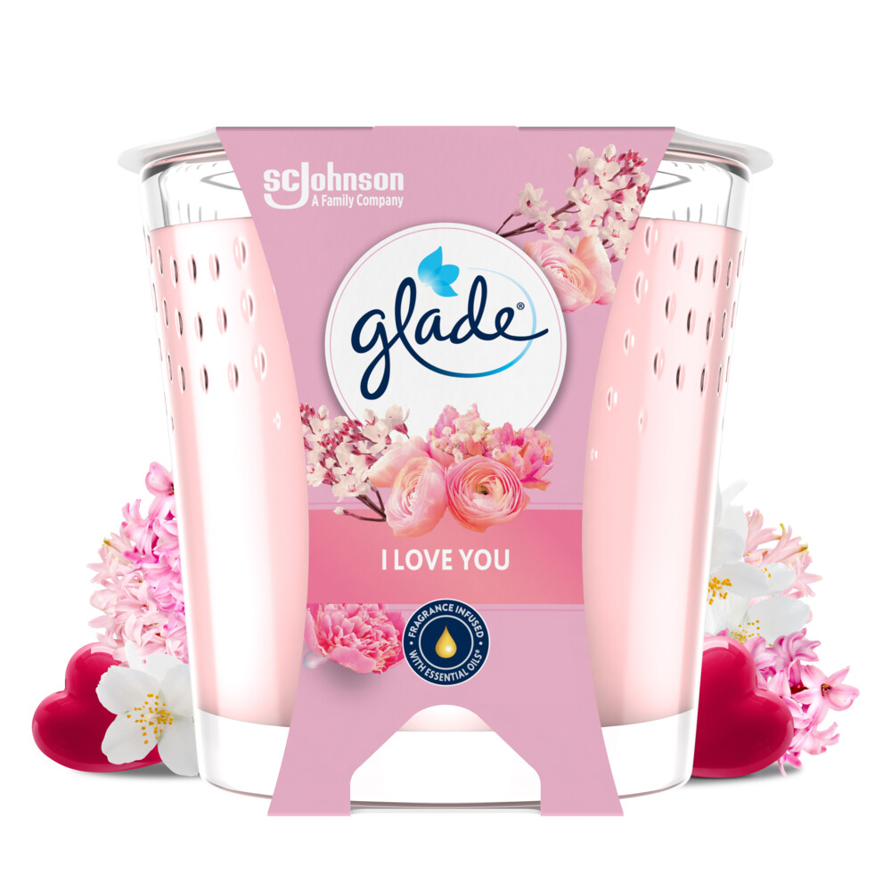 Glade Vegan Geurkaars I Love You 100% Raapzaadwax112 gr