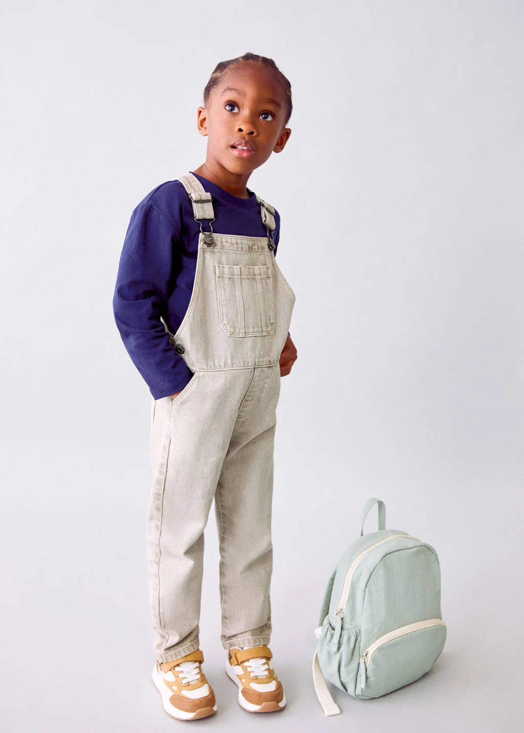 Mango Kids tuinbroek grijs