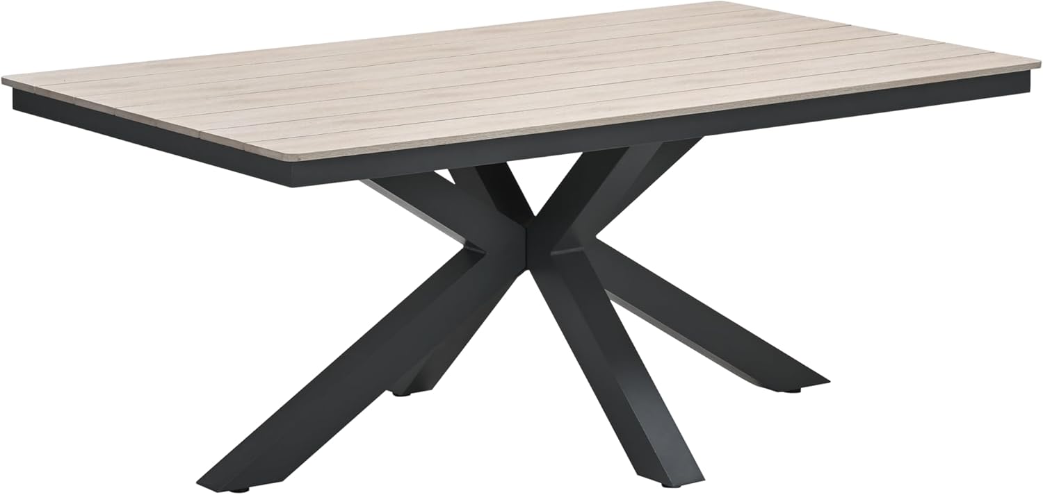 Gardissimo Gartentisch Esstisch Armati hell 180 x 100 cm rechteckig, Tisch Aluminium Nonwood Wetterfest Outdoor anthrazit pflegeleicht