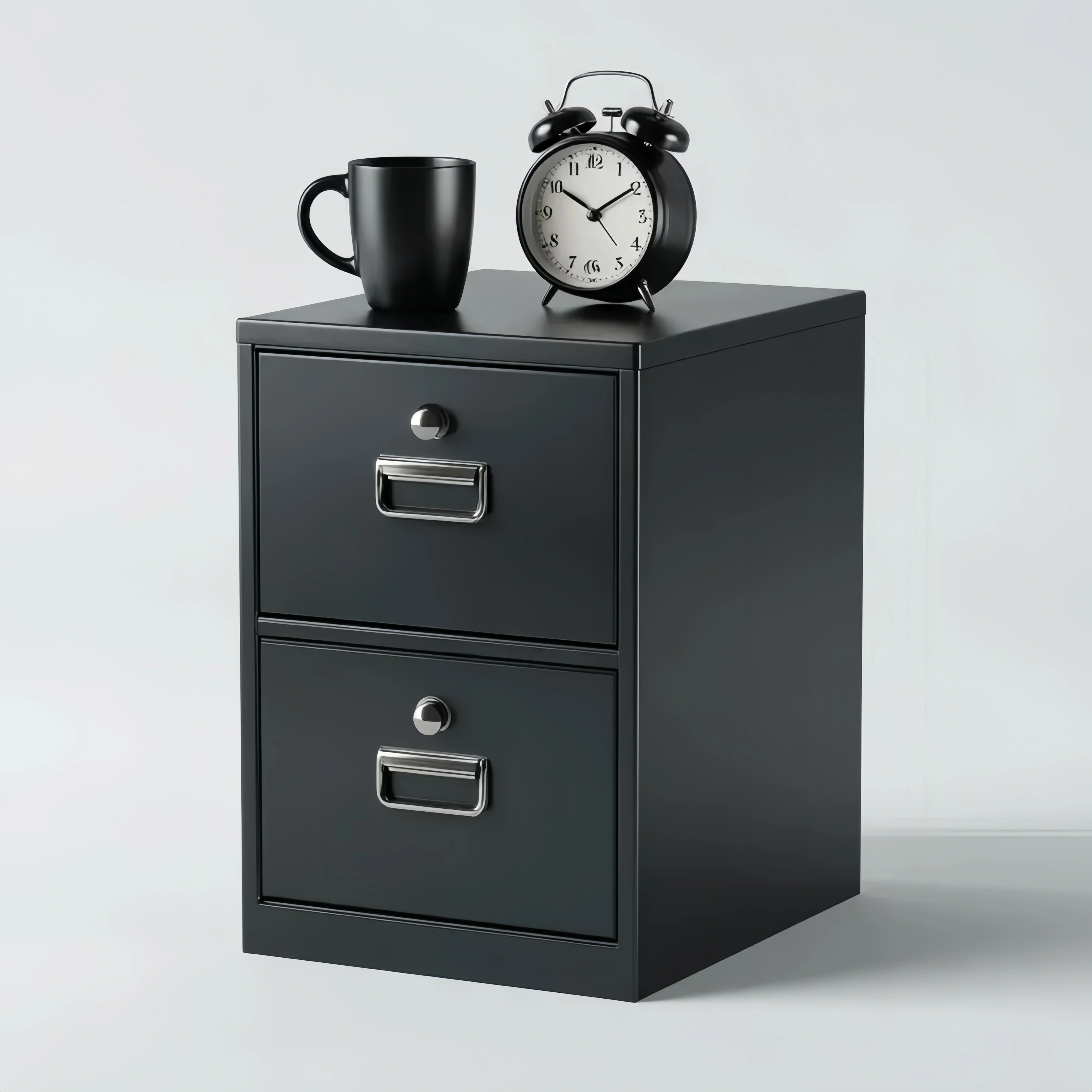 Aktenschrank Metall 2 Schubladen Schwarz 30x40x60 cm - Kompakt