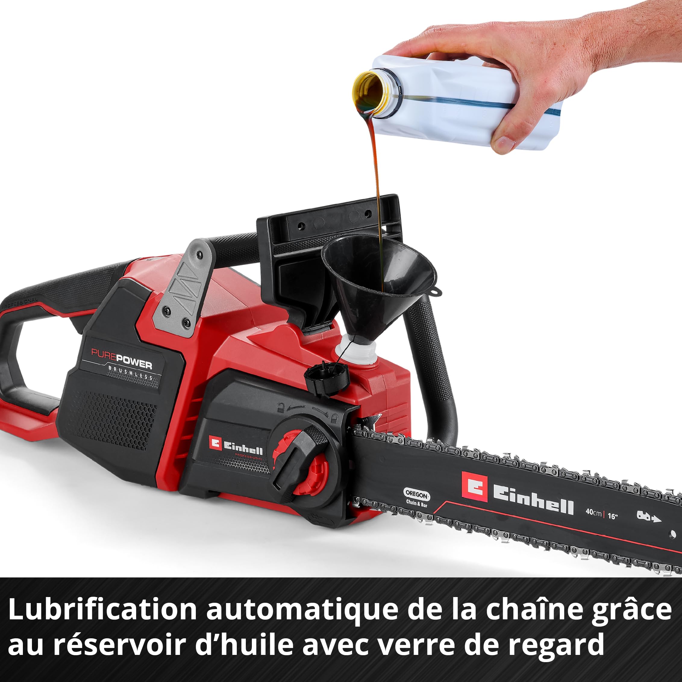 Einhell Professional Tronçonneuse sans fil GP-LC 36/40 Li BL-Solo (36 V, longueur de coupe 38 cm, moteur sans charbon, vitesse de chaîne de 19 m/s, lu