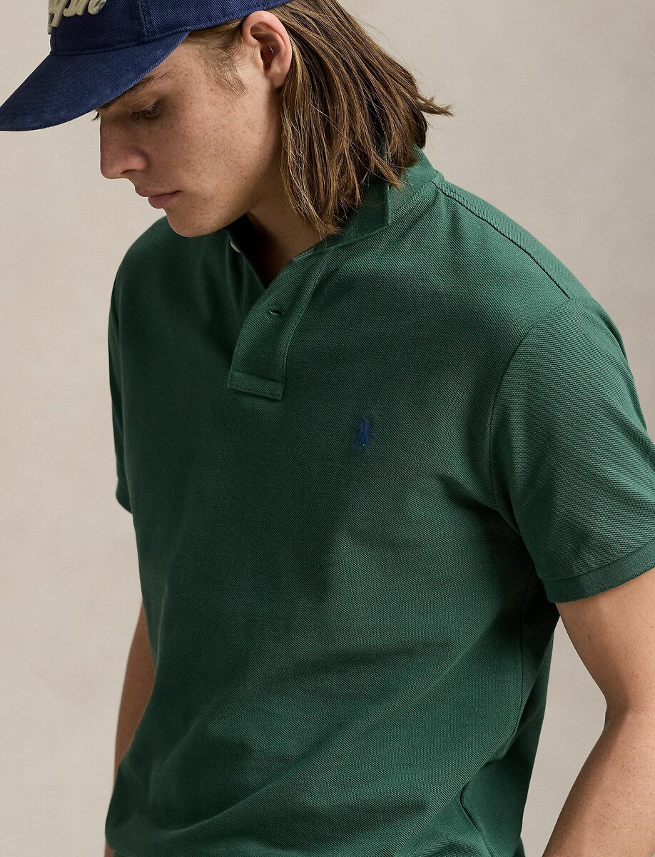 POLO RALPH LAUREN<br>Camisa polo reta de algodão com bordado de jogador de pônei