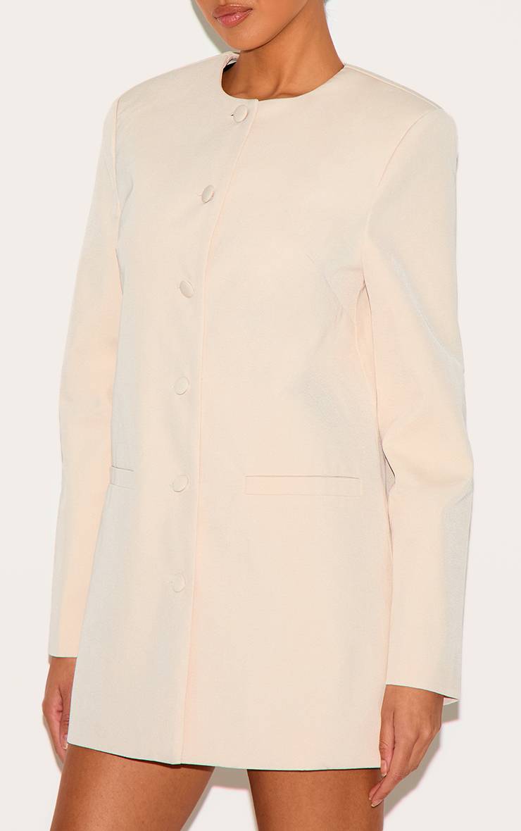 Amande Robe Blazer Tissée Oversize À Col Rond