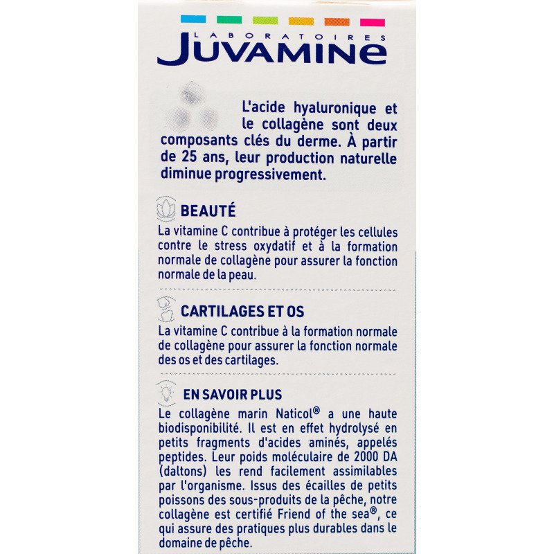 Complément alimentaire Juvamine Collagène marin et Acide hyaluronique - Boîte de 60 comprimés