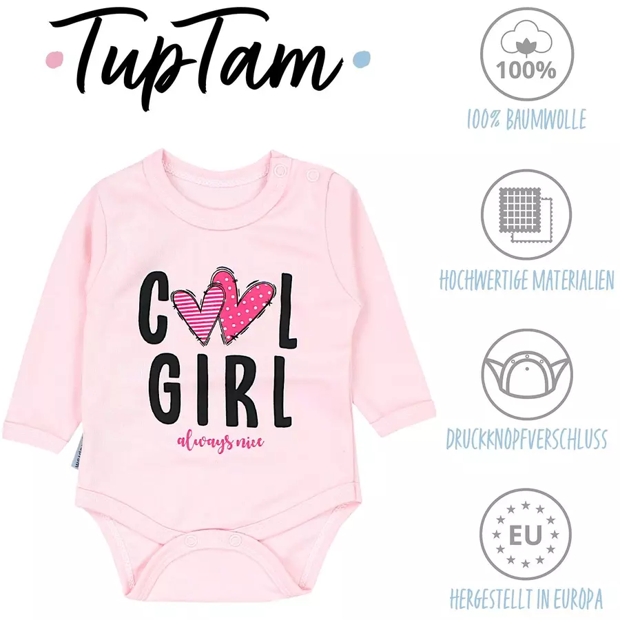 TupTam Mädchen Baby Body Langarm Unifarben 5er Pack rosapink