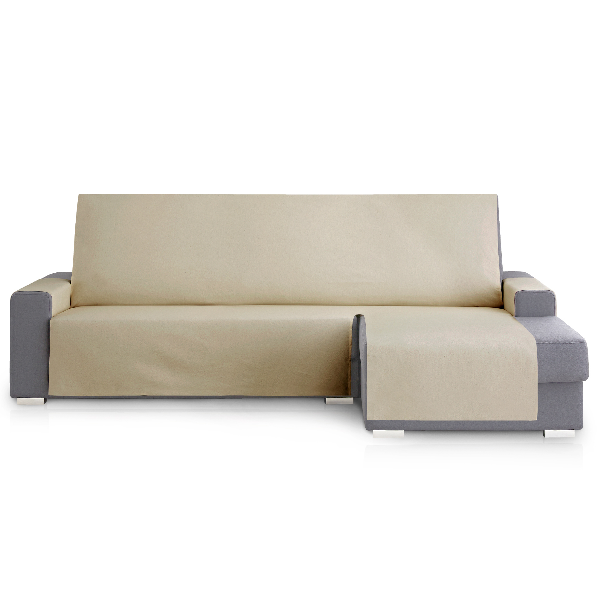 Capa protetora para sofá com chaise longue direita Extra Royale 290 cm. Cor linho.