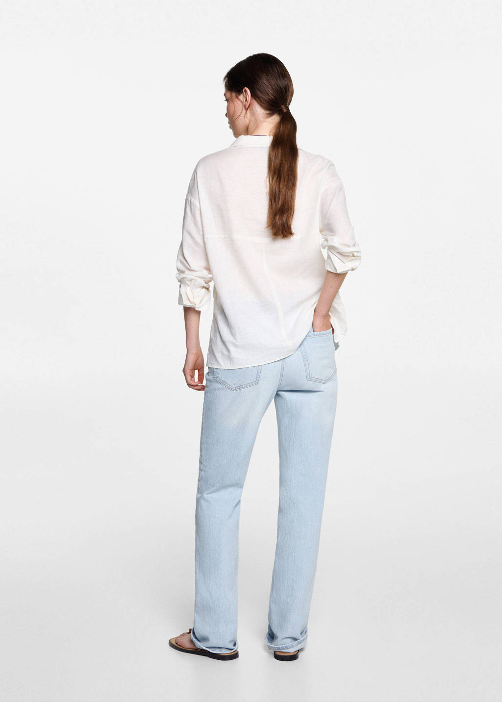MANGO TEEN straight leg jeans changeant blauw