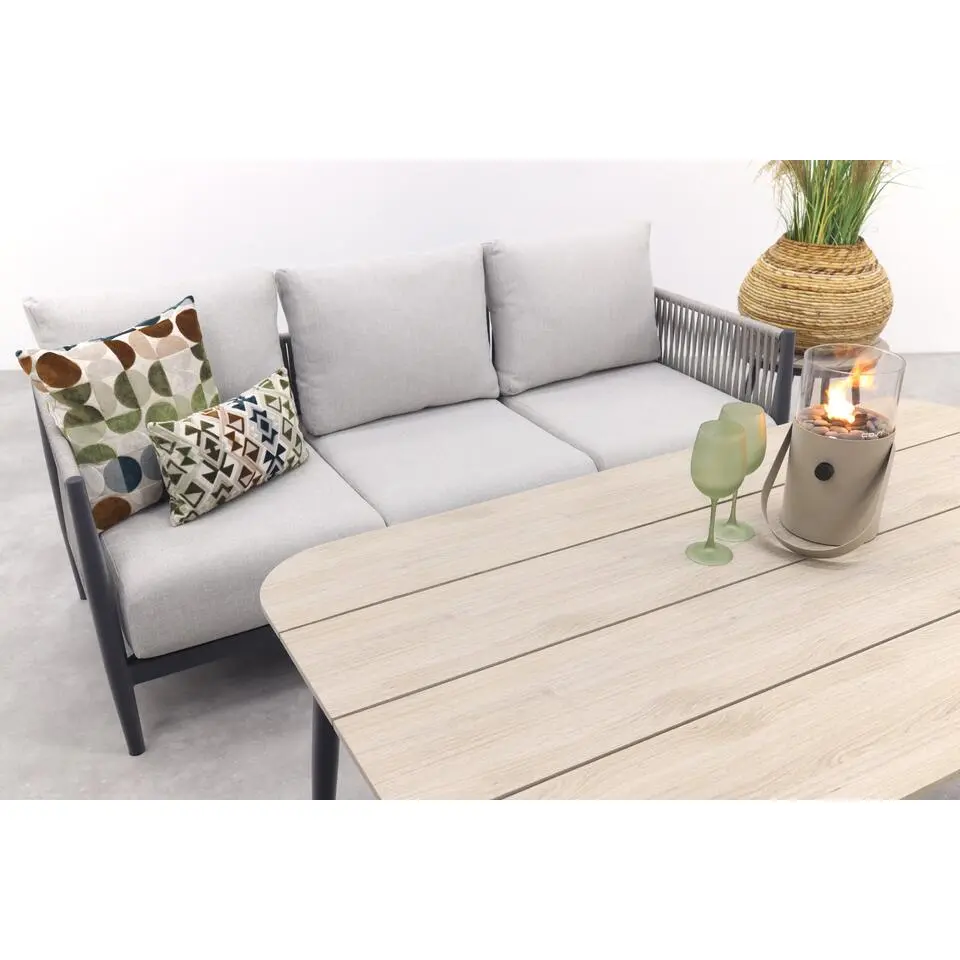 GI Diamo stoel/bank lounge-diningset (4-delig) - Carbon Black/Zand
