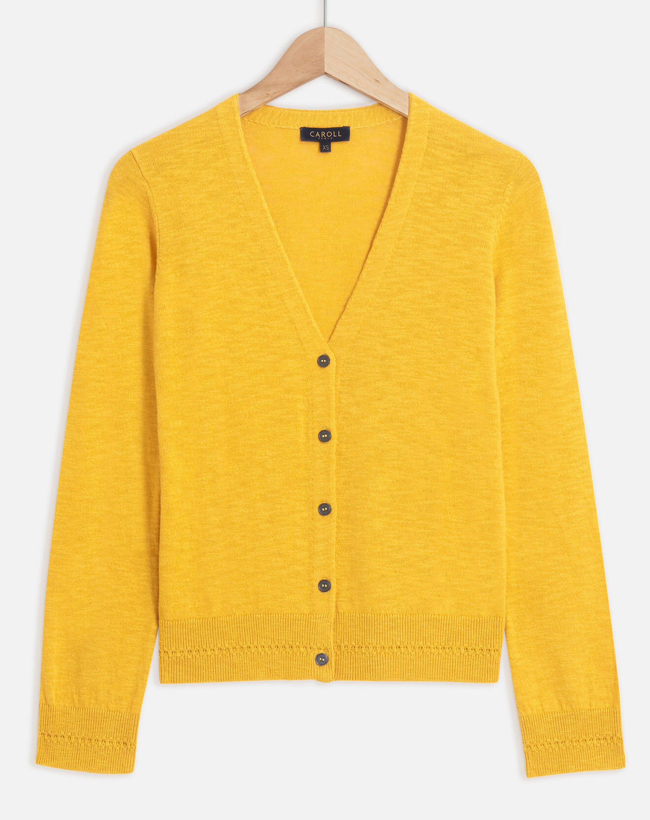 Caroll Cardigan fin en Coton & Lin Blondine safran