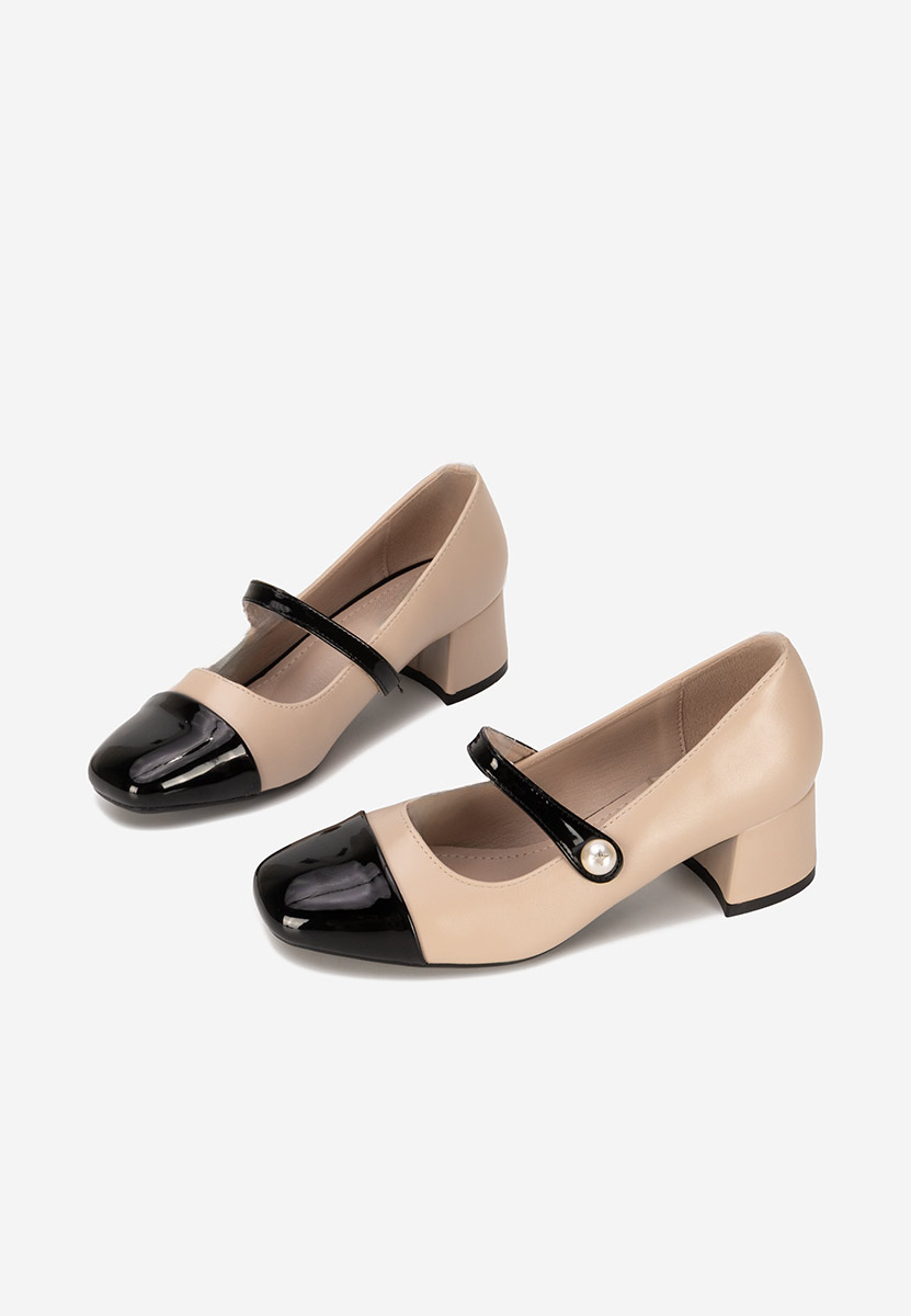 Chaussures à talon épais beige Blety