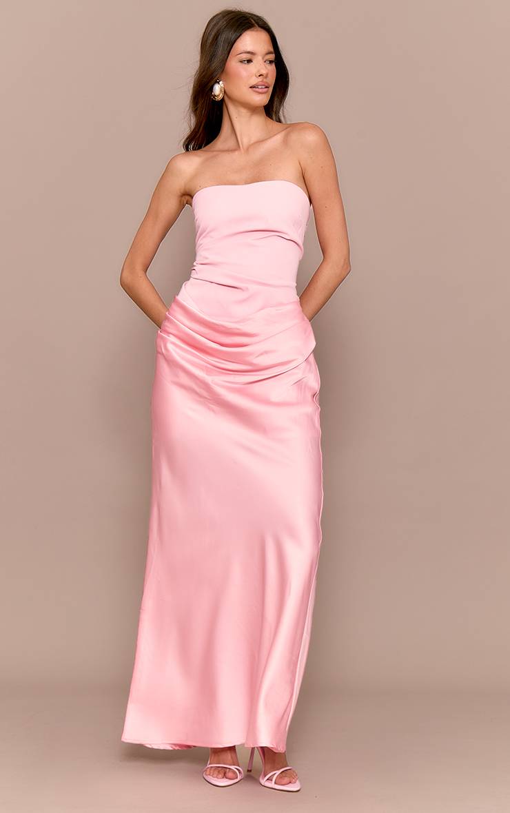 Pale Rose Robe Midaxi Drapée En Satin À Détail Bandeau