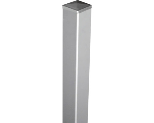 GroJa doelpaal inclusief kap Novara/Belfort voor inbetonnering, 6 x 6 x 240 cm, geanodiseerd aluminium