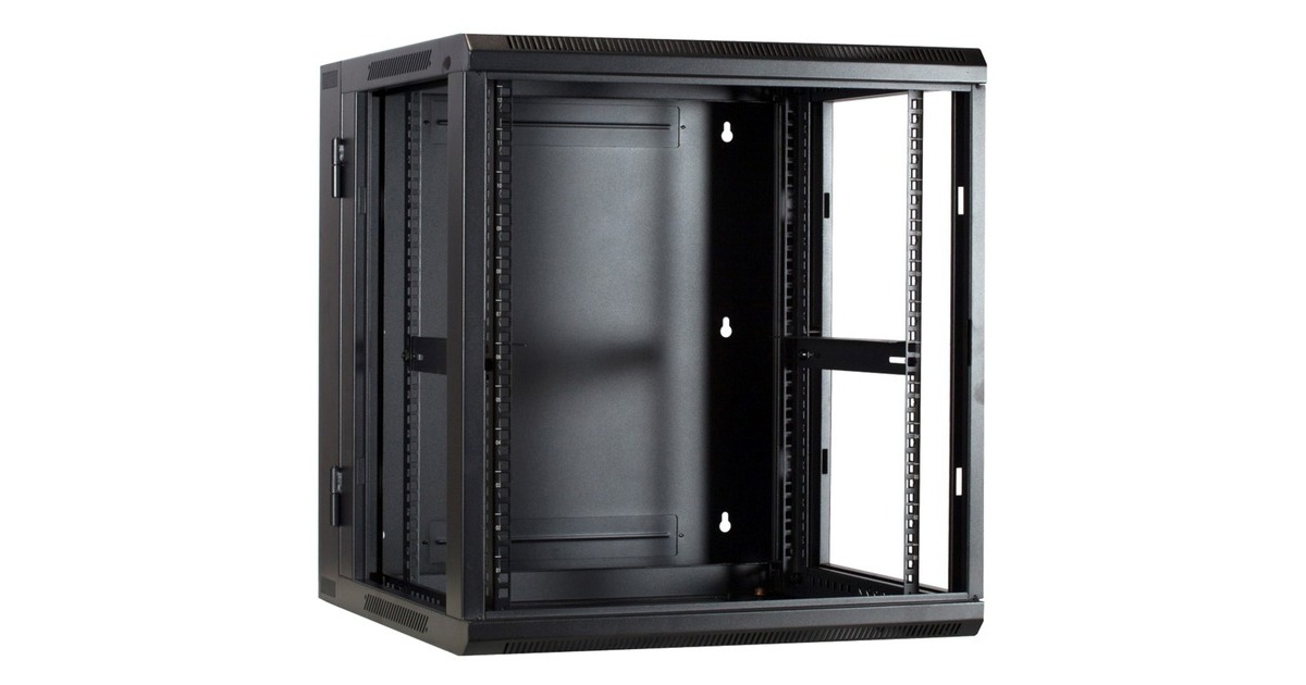 DSI12U wandkast (kantelbaar) met glazen deur - DS6612-DOUBLE server rack  (Zwart, 600 x 600 x 635mm)