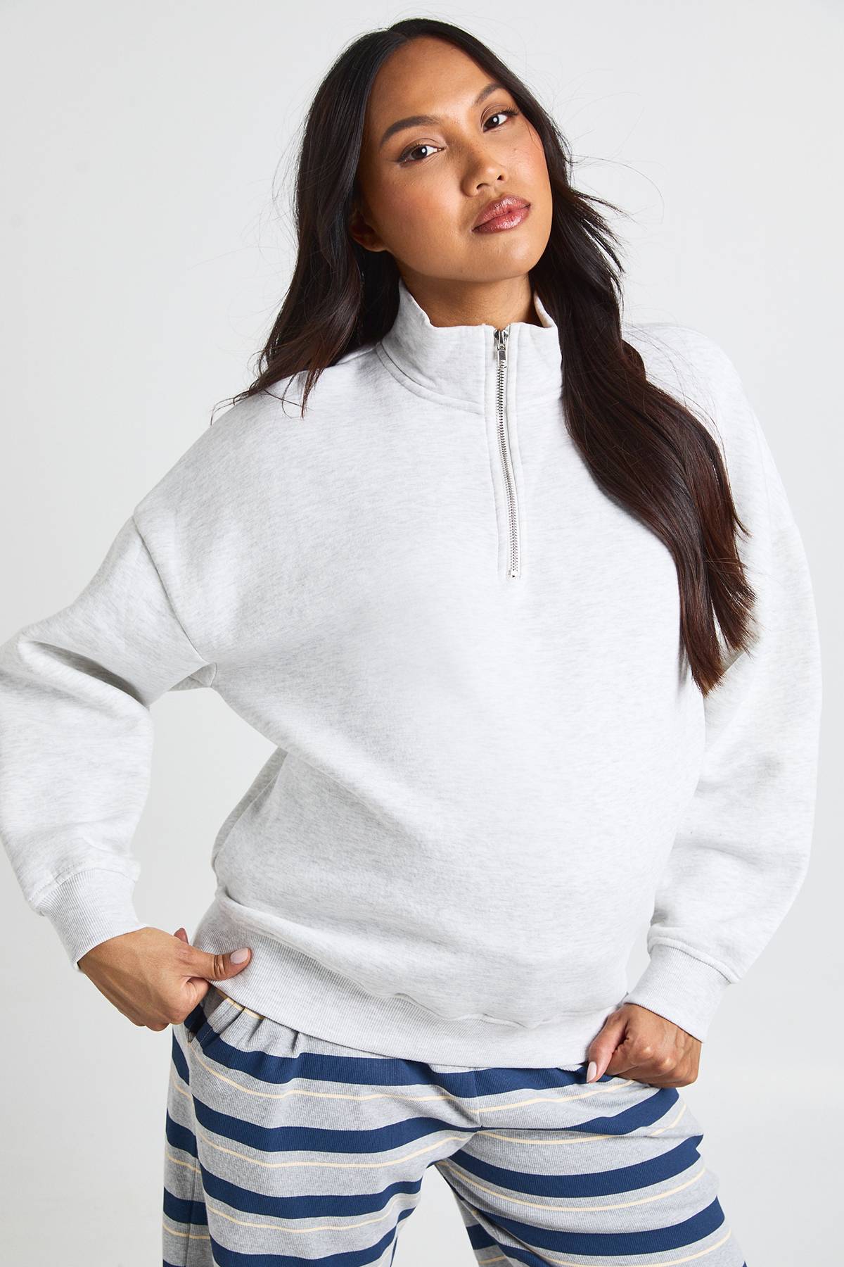 boohoo Sweat De Maternité Oversize À Demi-zip