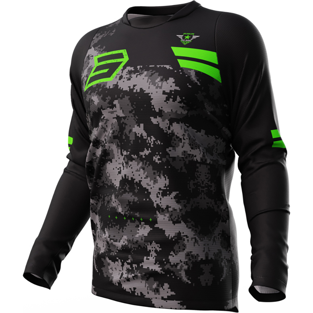 Shot - Maillot Devo Army Camouflage Noir / Vert