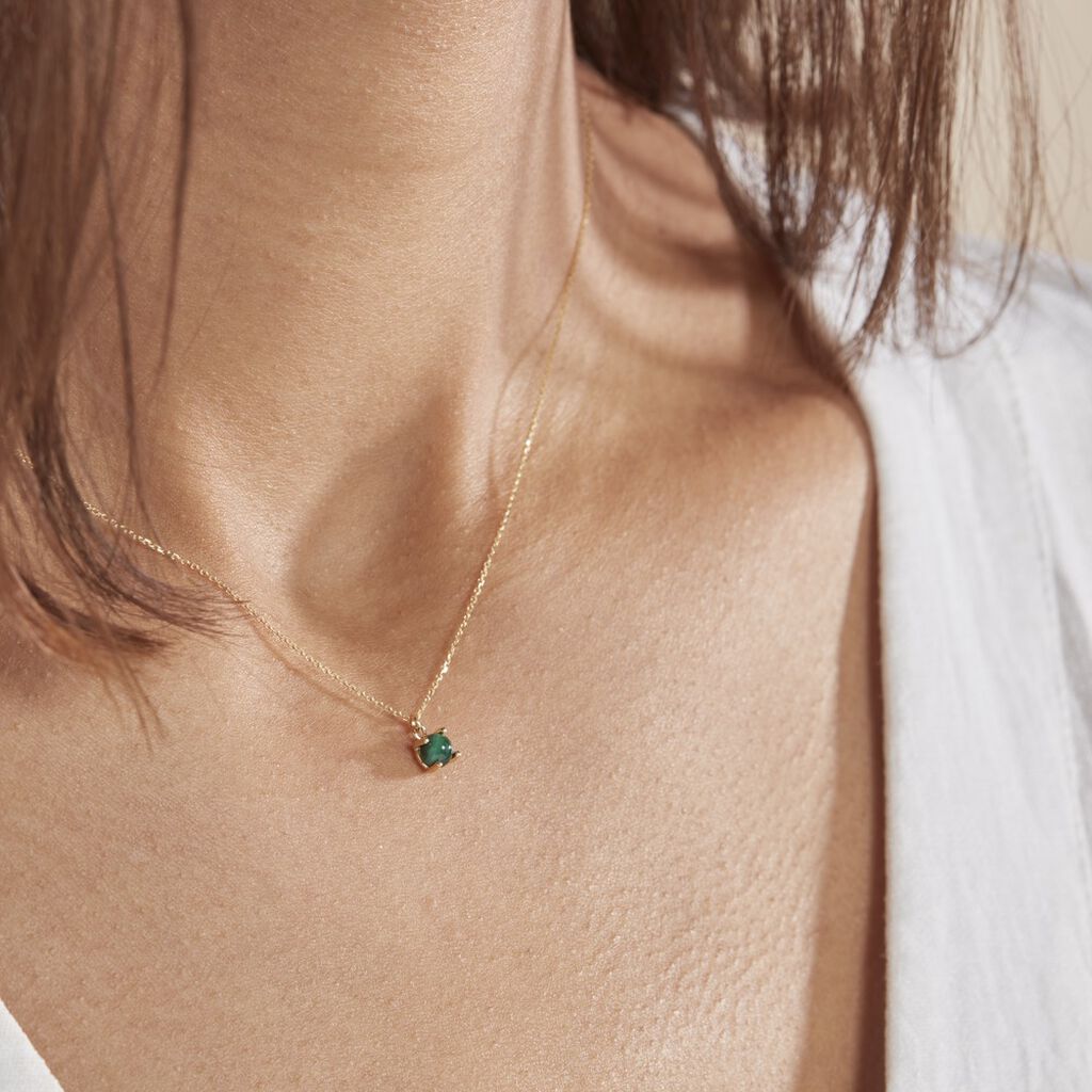 Collier Campsis Or Jaune Malachite