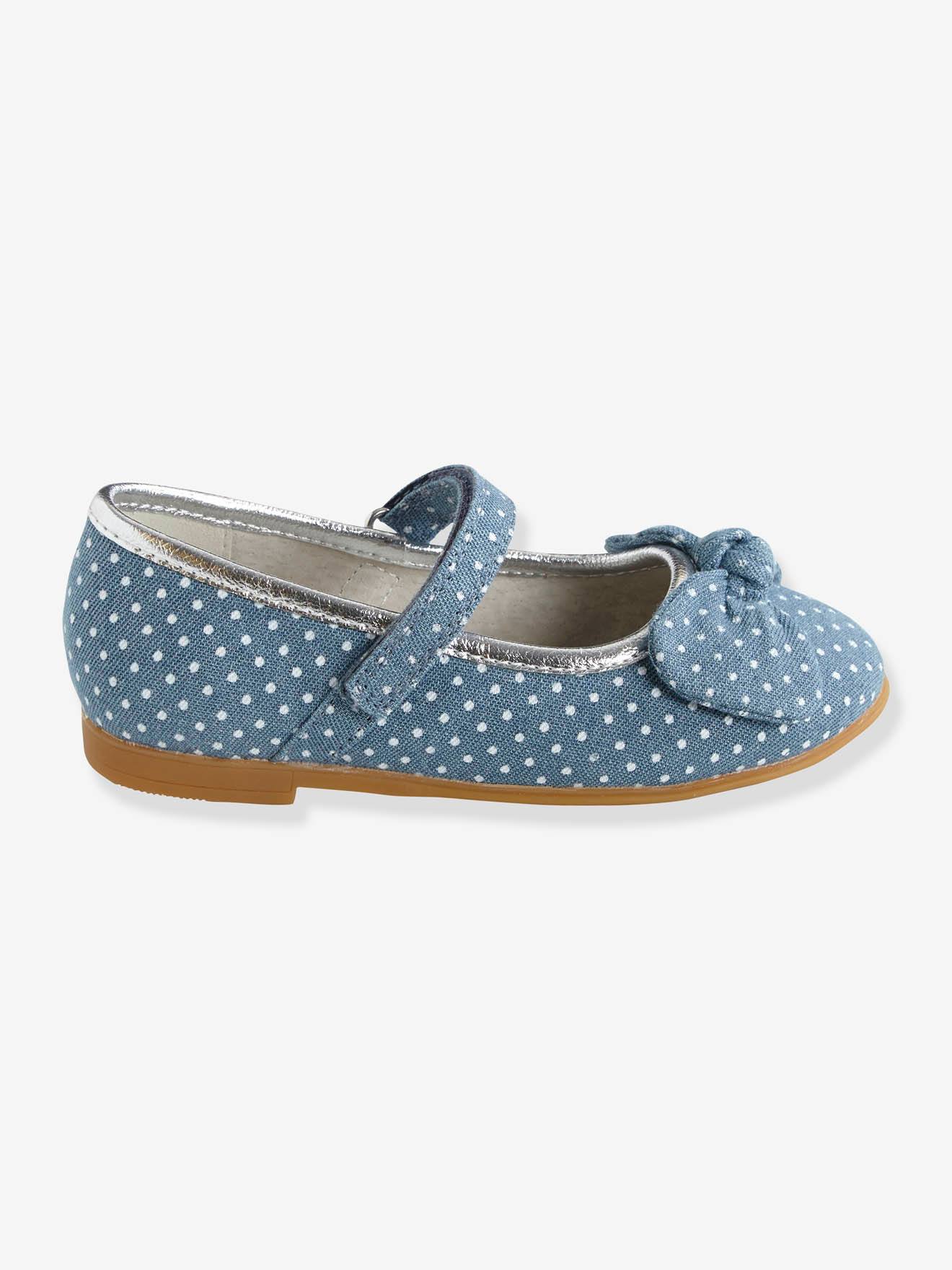 Sapatilhas de ballet com fecho de velcro para meninas com necessidades especiais, tamanho médio, estampa azul.