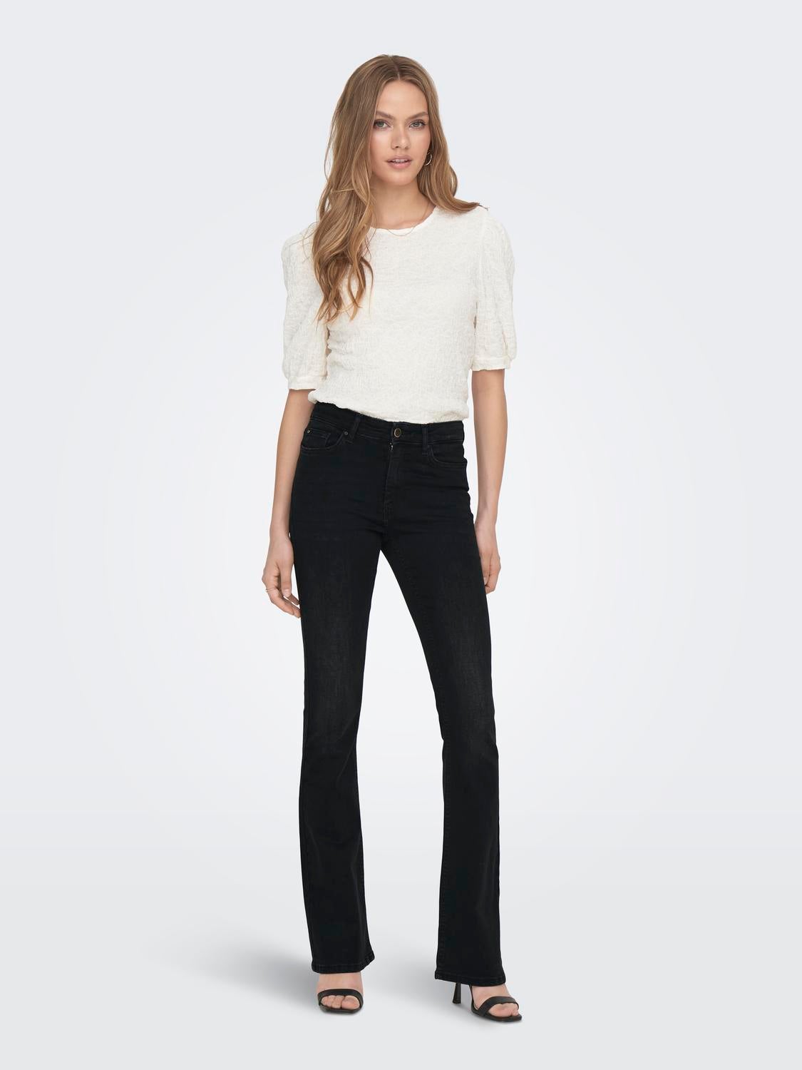 ONLBLUSH Mittlere Taille Ausgestellt Jeans Washed Black