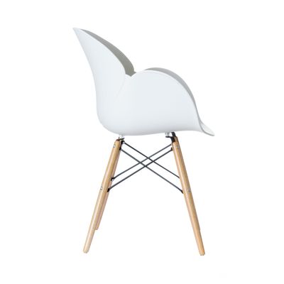 Chaise KIWOOD - avec accoudoirs - Pied bois hêtre - blanc - pack de 2