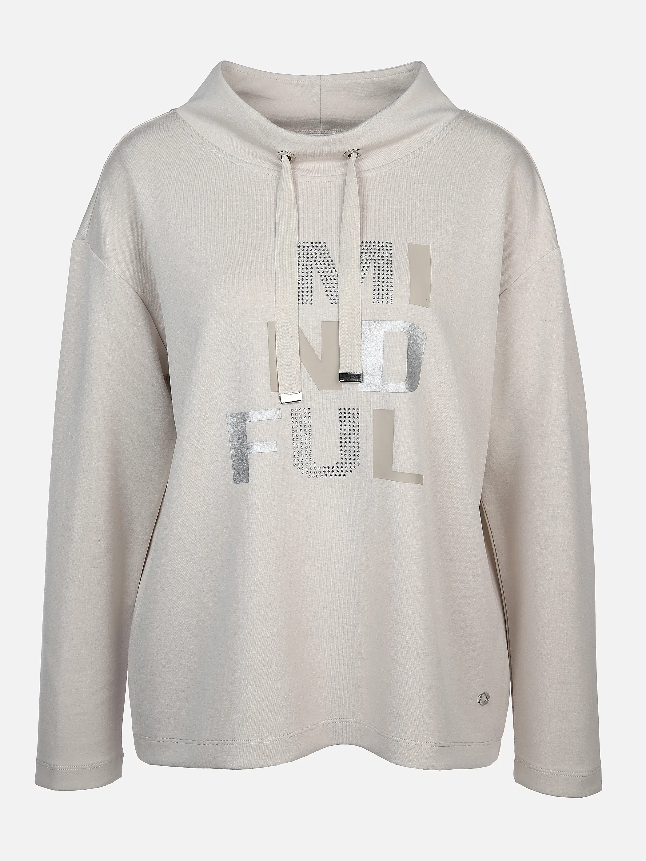 Damen Sweatshirt mit Glitzerprint und Strassbesatz