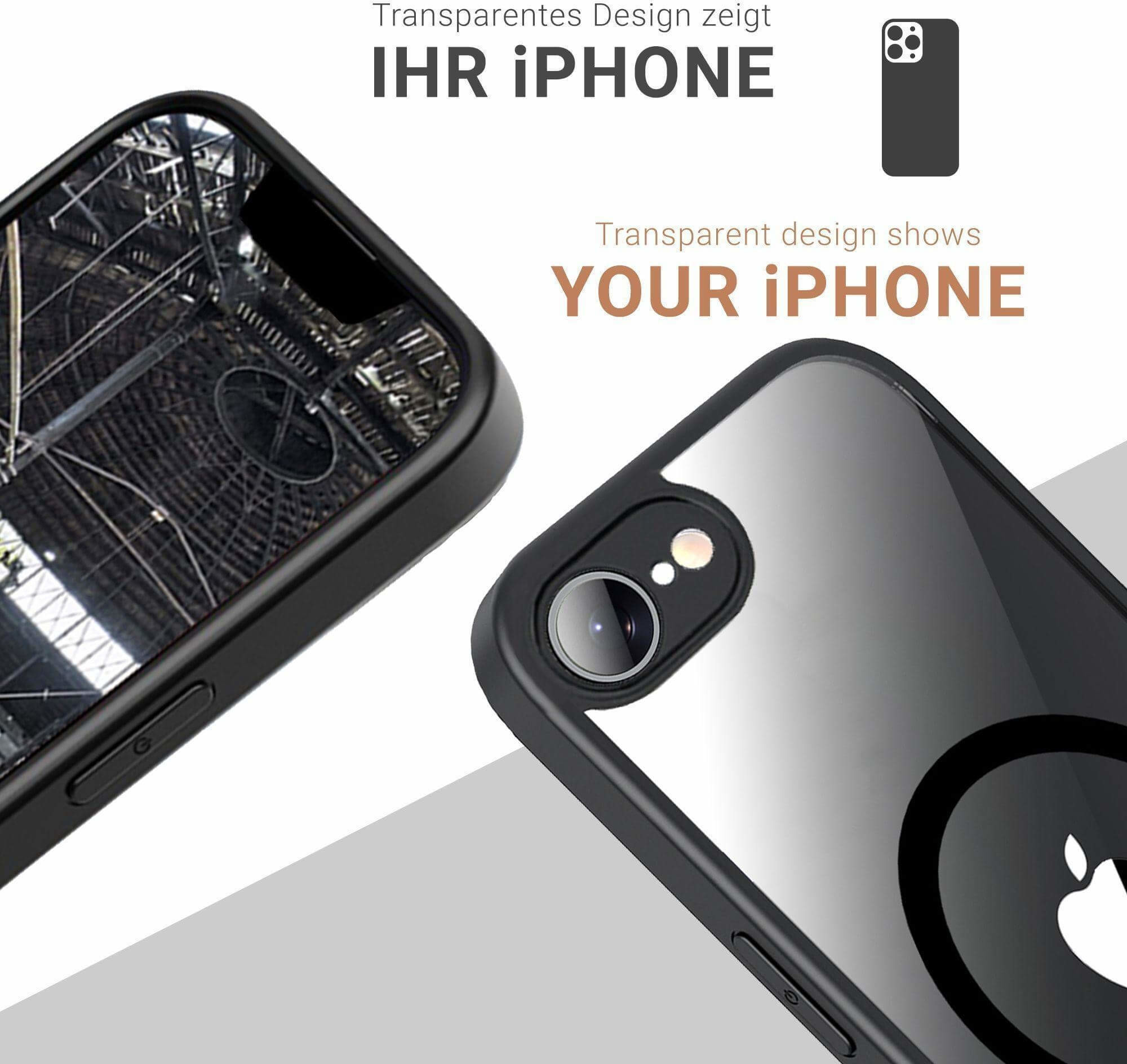 iPhone 16e MagSafe Hybrid Hülle TPU Bumper   Acryl Rückseite Pankow Hybrid (11114) - Schwarz / Transparent